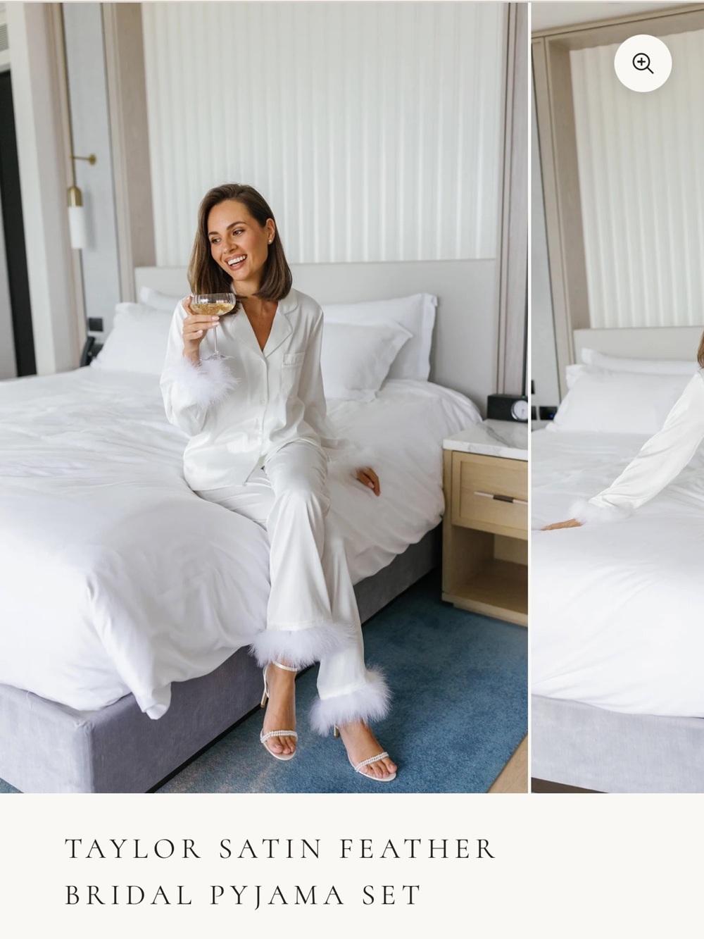 Le Rose White Satin Pajama Top
